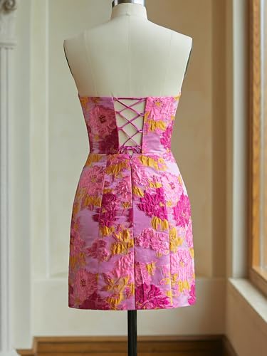 Strapless Homecoming Dresses for Teens Women 2025 Short Floral Mini Bodycon Prom Cocktail Party Gowns with Slit2