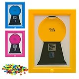 2025 New Candy Dispenser Wall Mounted Picture Frame, Gumball Machine Hanging Framed Photo Art Square with Candy/Nut/Pet Treat Jar The Bubble Gum Ball Mounted Dispensing (1pc Yellow)