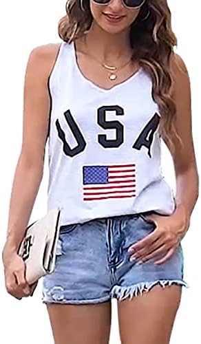 USA Tank Top Women American Flag Tank Top 4th of July Shirts Patriotic Tank Tops Summer Memorial Day Tee Tops