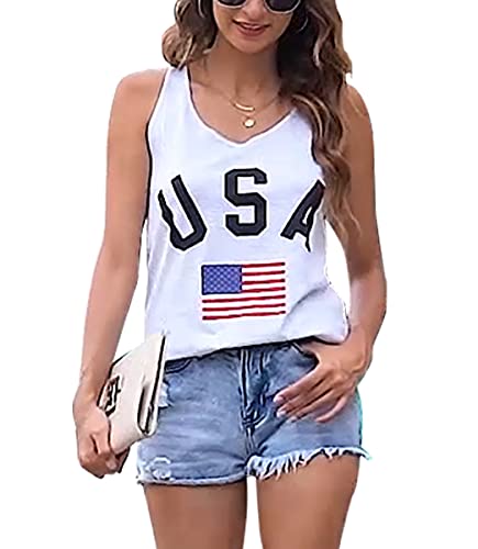 Usa Tank Top Women American Flag Tank Top 4Th Of July Shirts Patriotic Tank Tops Summer Memorial Day Tee Tops #TOP22