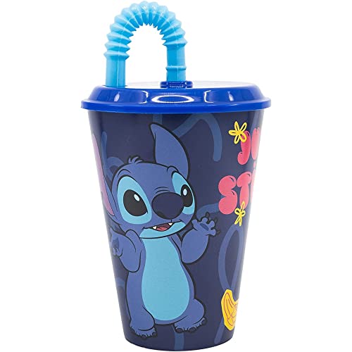 Stitch, Disney Kids Tumbler, Reusable Semi-Rigid Plastic, BPA Free, 430ml, Blue - Image 2