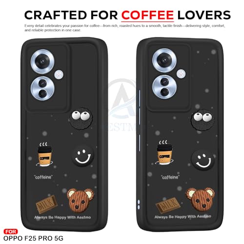 Image of AESTMO Back Case Cover for Oppo F25 Pro 5G Cover | Cute Fun Cartoon 3D Ball | Coffee Silicone Case | Full Body Protection | Camera Protection Back Cover for Oppo F25 Pro 5G (Black)