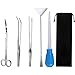 水草トリミング 水槽セット 5点セット ピンセット， ハサミ， サンドフラッター， クリーナースポイト， ステンレススチール製 多機能 水槽掃除ツール アクアリウム 苔 コケ取り 用 実用 便利 収納バッグ付き