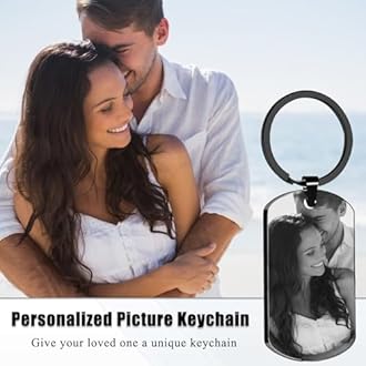 Custom Keychain, Personalized Keychain with Photo Text, Customized Double-sided Photo Gift for Boyfriend Family