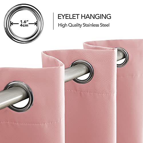 Image of Deconovo Energy Saving and Noise Reducation Thermal Insualted Eyelet Coralout Curtains for Living Room Coral 42 x 90 Inch 2 Panels