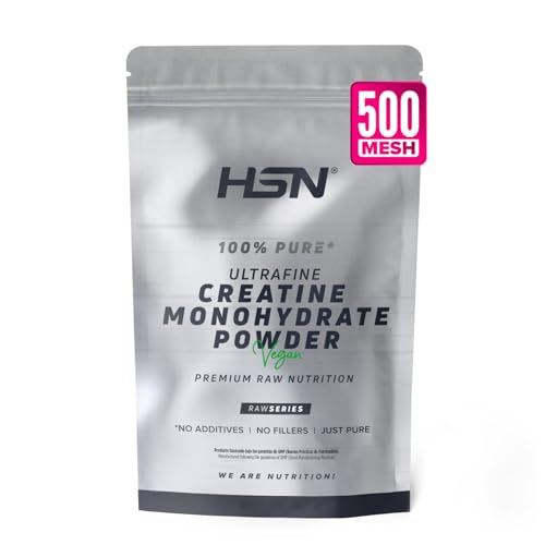HSN Creatina Monohidrato 500g en Polvo Sin Sabor | Ultrafina 500 Mesh | 100% Pura Sin Añadidos | Vegano, Sin Gluten, No GMO | Formato Sin Dosificador