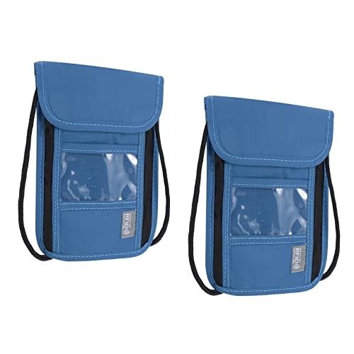Image of PATIKIL Neck Wallet, 2 Pack Passport Holder RFID Waterproof Travel Wallet Neck Pouch with Adjustable Strap for Women & Men, Dark Blue