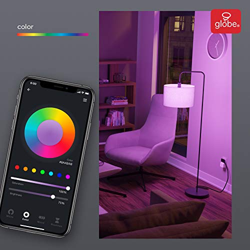 Globe Electric 34869 Wi-Fi Smart 6.5 Watt (50W Equivalent) Multicolor Changing RGB Tunable White LED Light Bulb, No Hub Required, Voice Activated, 2000K - 5000K, Energy Star, PAR20 Shape, E26 Base by Globe Electric - Image 3
