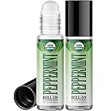 Organic Peppermint Roll On Essential Oil RollerBall (2 PACK - USDA CERTIFIED ORGANIC) Pre-diluted with Glass Roller Ball for Aromatherapy, Kids, Children, Adults Topical Skin Application - 10ml Bottle