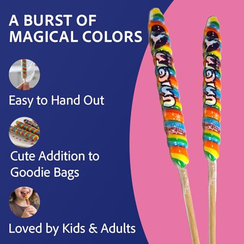 Adams & Brooks Strawberry Banana Mini Unicorn Pops, 1 lb 4 oz Box (48 ct.) - Twisty Unicorn Lollipops, Individually Wrapped Candy for Kids & Adults, Perfect for Birthday Party Favors, Goodie Bags & More - image 5