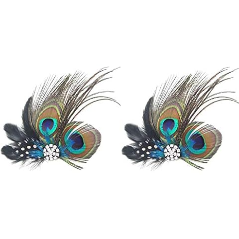 Dusenly Peacock Feather Hair Clip Set Cover