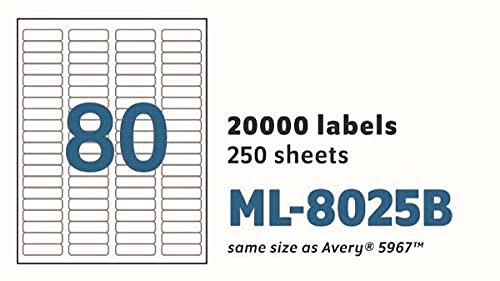 Maco Laser/Ink Jet White Return Address Labels, 1/2 X 1-3/4 Inches, 80 Per Sheet, 20000 Per Box (Ml-8025B) #TOP5