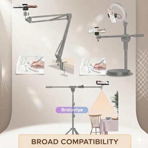 Image of BROLAVIYA 2 Pack Mobile Phone Holder Mount with 1 /4 inch Screw, Adjustable 55-85mm Smartphone Clamp, Tripod & Stand Compatible, Universal Phone Holder for Video Recording, Live Streaming & Photography