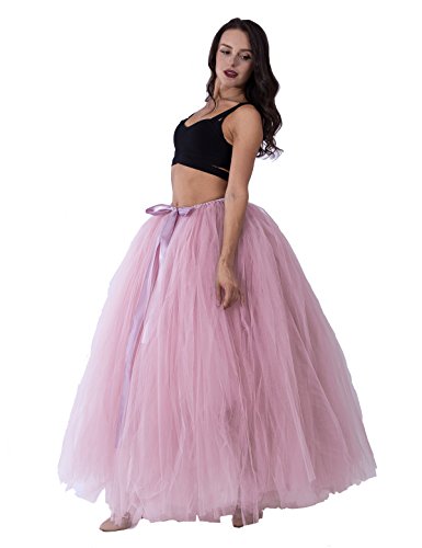 Adult Puffy Long Tutu Tulle Skirt 100cm Floor Length Women Wedding Skirts, Dusty Pink, Free Size Adult Puffy Long Tutu Tulle Skirt 100cm Floor Length Women Wedding Skirts, Dusty Pink, Free Size