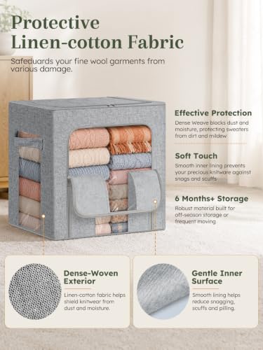 Rigid-Structured Cashmere Sweater Storage Box, 2 Pack, Gray - Image 3