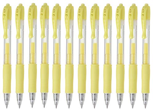 Bolígrafos gel retráctiles Pilot G2 pastel amarillo x12 miniatura 1