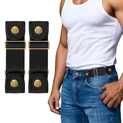 Image of SANSTHS No Buckle Belts for Men Women, Stretch Elastic No Buckle Belt Invisible Buckleless Belt for Jeans