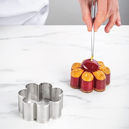 Pavoni XF51F Flower Stainless Steel Perforated Cake Ring 4 Inch Diameter x 1-3/4 Inch High