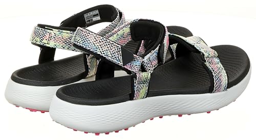 Skechers Women's 600 Spikeless Golf Sandal, Black/Multi Snake Print, 8
