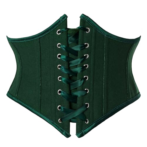 Scarlet Darkness Corset Belts for Women Renaissance Underbust Boned Lace Up Bustier Belt Pirate Corset Green 16