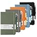 miikoul Small Pocket Notebook Journals with Pen, 5 Pack Fabric Texture Hardcover Lined Notebooks A6 Portable Notepad for Note Taking Back to School Supplies 5.7" X 4", 200 Pages