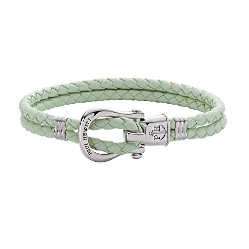 PAUL HEWITT Schäkel Armband Damen PHINITY - Leder Armband Frauen (Mint), Armband Damen mit Schäkel Verschluss aus Edelstahl (Silber)