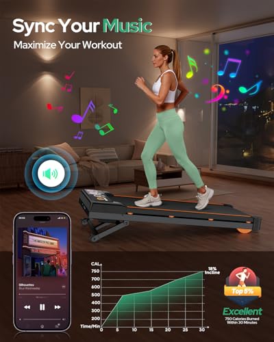 Image of Walking Pad with 15% 12-Level Auto Incline, 450 lbs Capacity UI Screen, Rayspace 3.5HP Quiet Under Desk Treadmill with Bluetooth Speaker & Remote, Compact Treadmills for Home Hiking Control