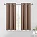 NICETOWN Blackout Window Curtains and Drapes for Kitchen, Window Treatment Thermal Insulated Solid Grommet Blackout Drapery Panels (Set of 2 Panels,42 by 45 Inch,Cappuccino)