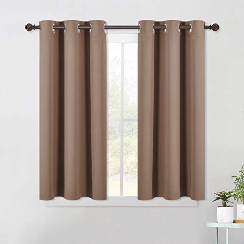 NICETOWN Blackout Window Curtains and Drapes for Kitchen, Window Treatment Thermal Insulated Solid Grommet Blackout Drapery Panels (Set of 2 Panels, 4