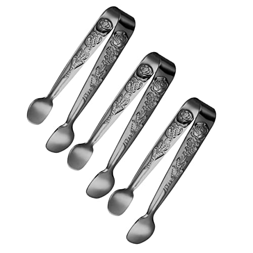LALADEFIEE Stainless Steel Serving Tongs 304 Rose Pattern Small Clip Sugar Cube Tongs Daily Ice Cubes Craftsmanship