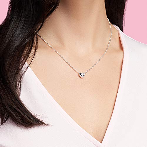 Pandora Jewelry Elevated Heart Cubic Zirconia Necklace In Sterling Silver, 17.7", No Box #TOP4