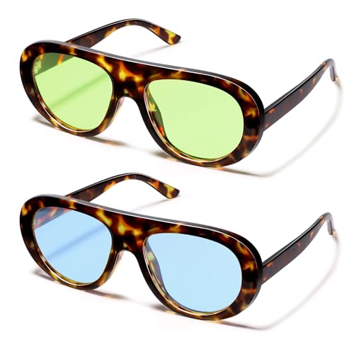 Image of VANLINKER Oversized Retro Aviator Sunglasses for Women Men Chic 70s Vintage Style Trendy 2026 Chunky Sun Glasses VL9865