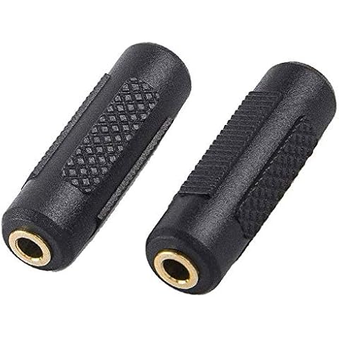 3.5mm Stereo Jack to 3.5mm Female to Female Audio Adapter,MUCUNZHEN Coupler Gold Plated for Stereo Cable, Speakers and Headphones (Blcak) Cover