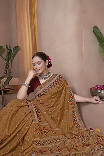 Image of TAMAIRA FASHION Mulmul Pure Cotton Saree For Woman Sambalpuri Printed |Office Wear Daily Wear Sarees For Women Without Blouse Piece (Available in 10 Colours)