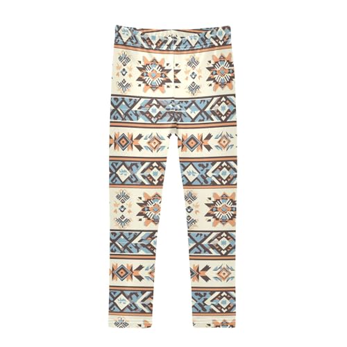 Wusikd Brown Blue Stripe Girls' Leggings Toddler Doodles Kids Yoga Pants Dance Active Tights 4T