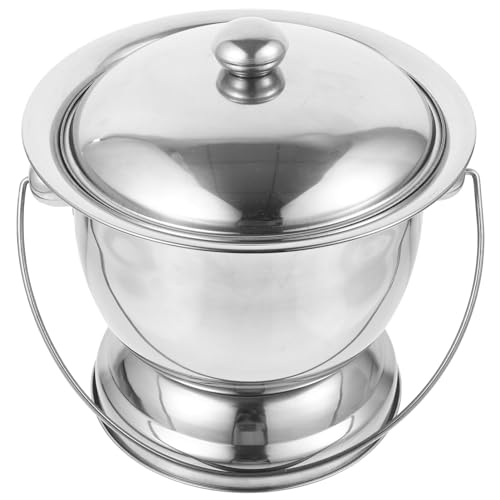 Gatuida 1 セット チャンバー ポット 便器 つばさし 小便器 ボトル ステンレス スチール 尿7ポット7トイレ7おしっこ7バケツ7ベッドサイド7尿7バケツ 蓋付き7ポータブル7トイレ7小便器7女性用7男性 高齢者