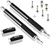 MEKO Universal Stylus,[2 in 1 Precision Series] Disc Stylus Touch Screen Pens for all Capacitive Touch Screens Cell phones, tablets, Laptops Bundle with 6 Replacement Tips - (2 Pcs, Black/Black)