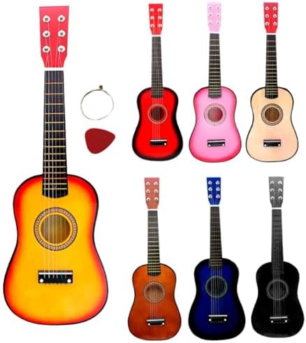 Mini Violão Palheta Crianças Infantil Corda Em Aço Acústico (MARROM)