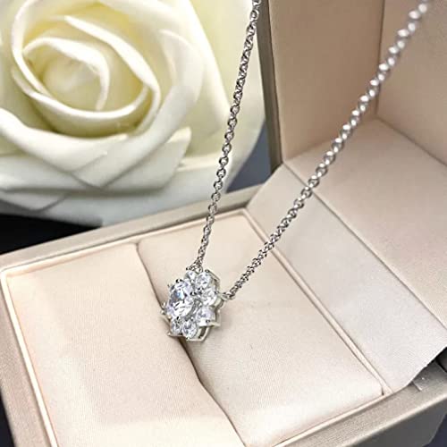 Collier Moissanite Fleur Argent Cadeau Idéal Femmes - 4