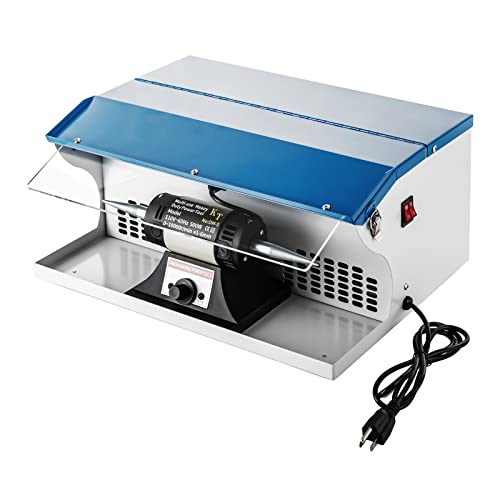 Jewelry Polisher Buffer 200W Jewelry Polishing Buffing Machine Dust Collector with Light 0-8000 RPM Variable Speed Bench Jewelry Rock Grinder Polishing Buffing Tool