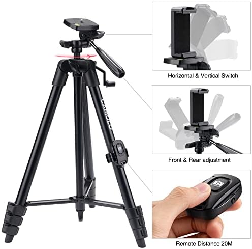 CAMOLO Vlogging Kit, Smartphone Vlog Kit with Microphone with LED Light, Phone Tripod 53 inches with Wireless Remote, Vlogging Camera for Youtube with Tripod