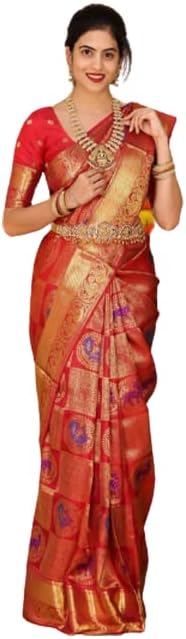Banarasi Silk Women's Saree (AF-D6AG-7RV1_Parrot)