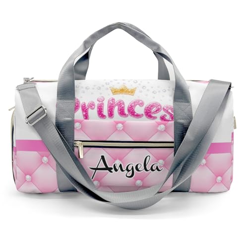 Personalized Diamond Princess Crown Pink Customized Multi-functional Handbag Travel Bag,Unisex Short Trip Portable Duffel Bag