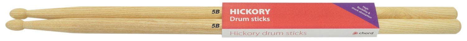 Chord | Hickory Drums Sticks Supplied in Pairs | 5B - Wood Tips