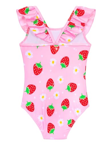 Image of Snowheart Girls Swimsuit One Piece Bathing Suit Kids Quick Dry Shoudler Ruffle Floral Swimwear for 3-12 Years Old