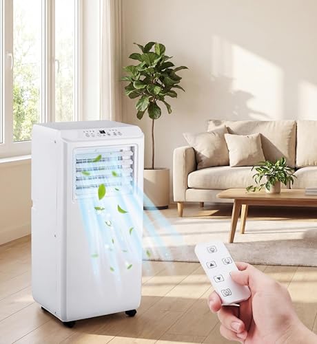 Image of PioneerWorks 10,000 BTU Portable Air Conditioner for Rooms up to 450 Sq.Ft, 3-in-1 Cooling Unit with Dehumidifier & Fan, Includes Remote Control and Easy Installation Kit