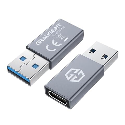 GRAUGEAR Adapter USB-C na USB-A, USB 3.2 Gen2 - Obsługa OTG, Ładowanie & 10 Gbps Transmisja Danych, Niklowane Złącze, VL160-Chipsatz