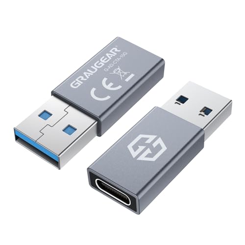 GRAUGEAR Adapter USB-C na USB-A, USB 3.2 Gen2 - Obsługa OTG, Ładowanie & 10 Gbps Transmisja Danych, Niklowane Złącze, VL160-Chipsatz
