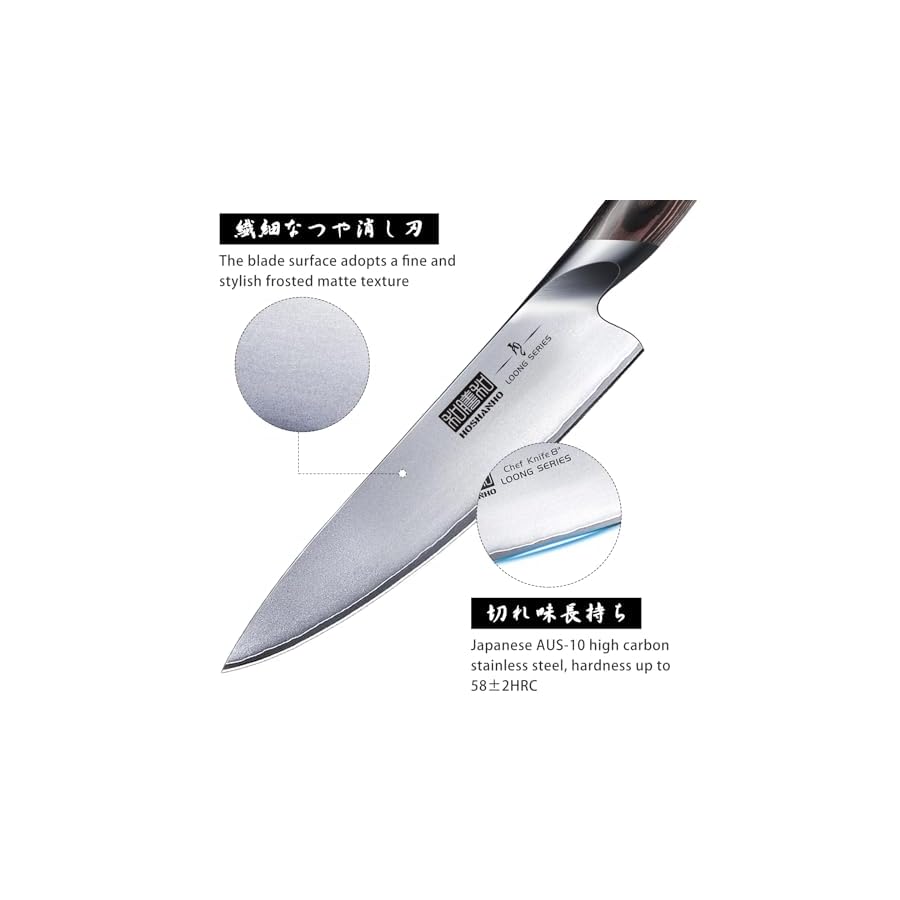 HOSHANHO 8-Piece Kitchen Knife Set, Japanese AUS-10 Super Steel Knife Set with Block, Professional Ultra Sharp Chef Knife Set with Scissors