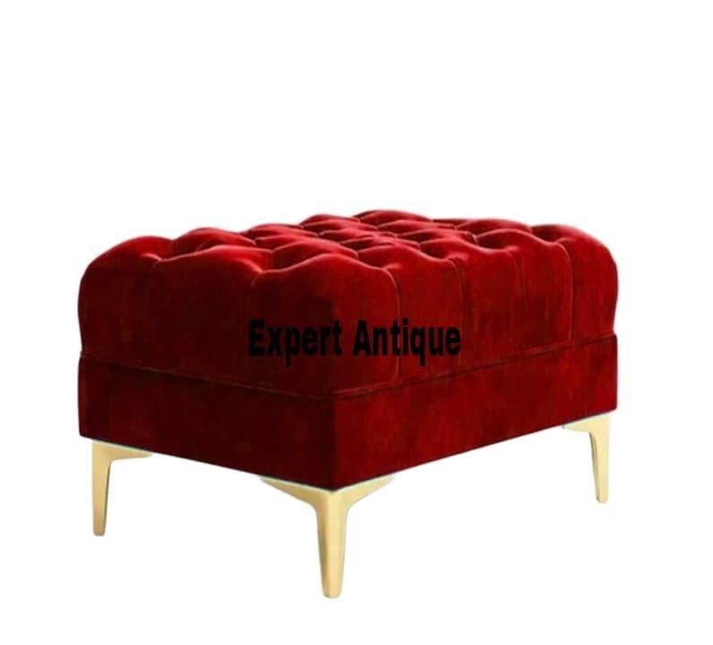 Image of Classic 3+1= 4 Seater with Footrest Seater Sofa Set Luxury Chesterfield Modern Fahionalable Sleeper Sofa for Living Room, Dining Room, (Maroon)